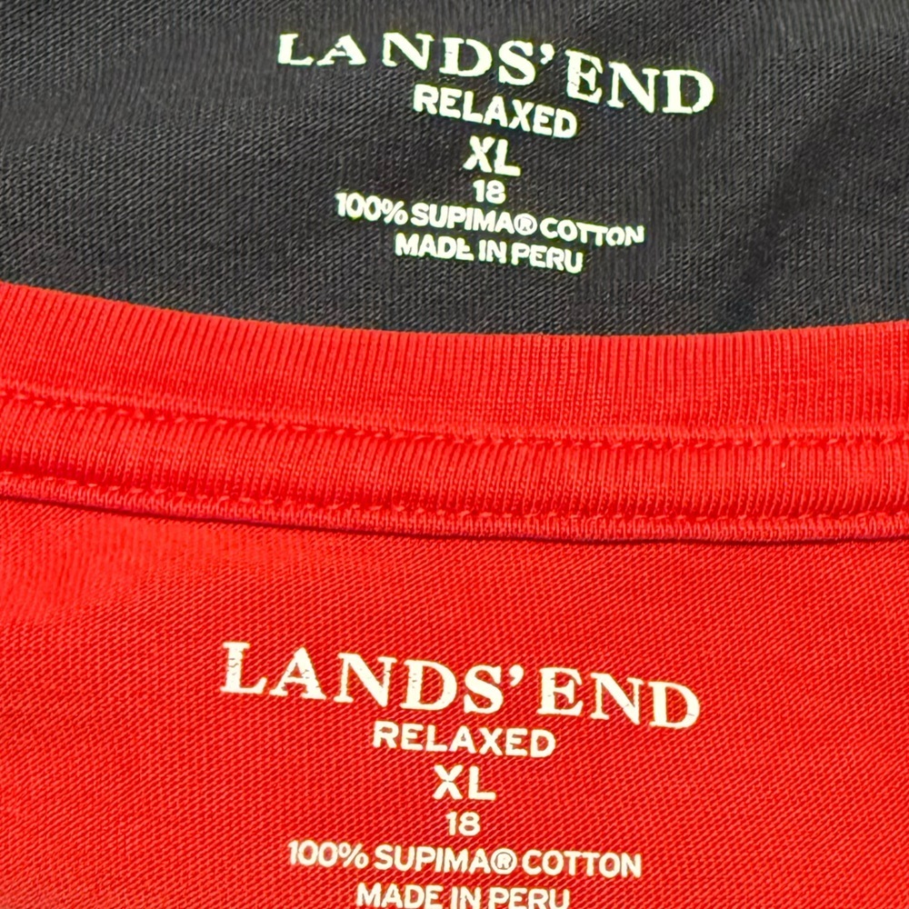 Lands' End Relaxed Fit Tees - Bold Red, Classic Blue, Sleek Black. Set of three - Picture 9 of 9
